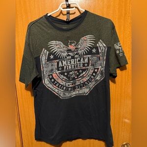 American Fighter Gray and Navy Graphic Tee